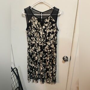 Enfocus Studio Black and Cream Floral Dress